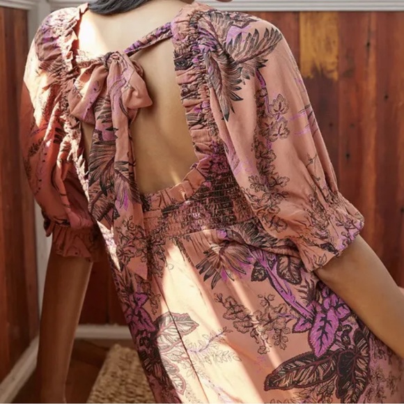 New ANTHROPOLOGIE PUFF SLEEVED Smocked Dress mini - Picture 2 of 5